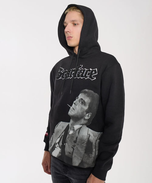 Men Black Scarface Old English Hoodie