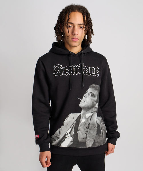 Men Black Scarface Old English Hoodie