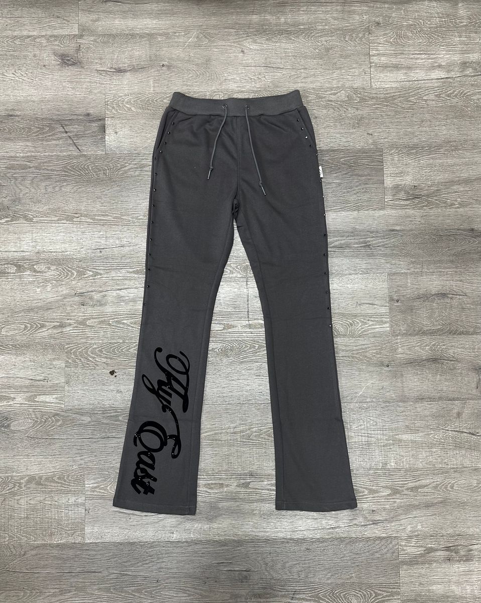 MEN BLACK "FLY EAST" F-TERRY STACKED PANTS