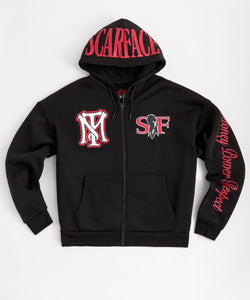 Men Black Scarface MPR Full Zip Hoodie