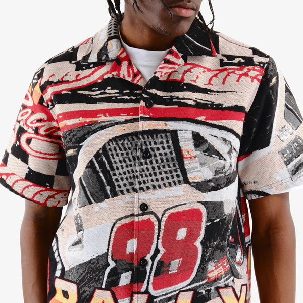 Men Red/ Off white Tapestry Racing 88 button down shirt