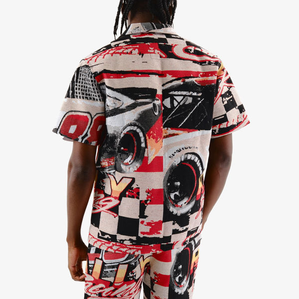 Men Red/ Off white Tapestry Racing 88 button down shirt