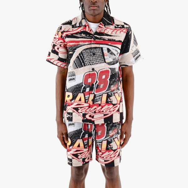 Men Red/ Off white Tapestry Racing 88 button down shirt