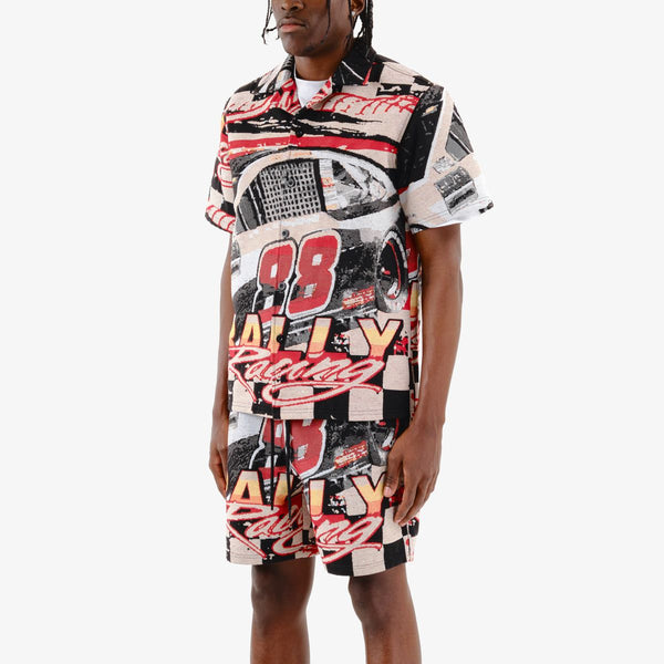 Men Red/ Off white Tapestry Racing 88 button down shirt