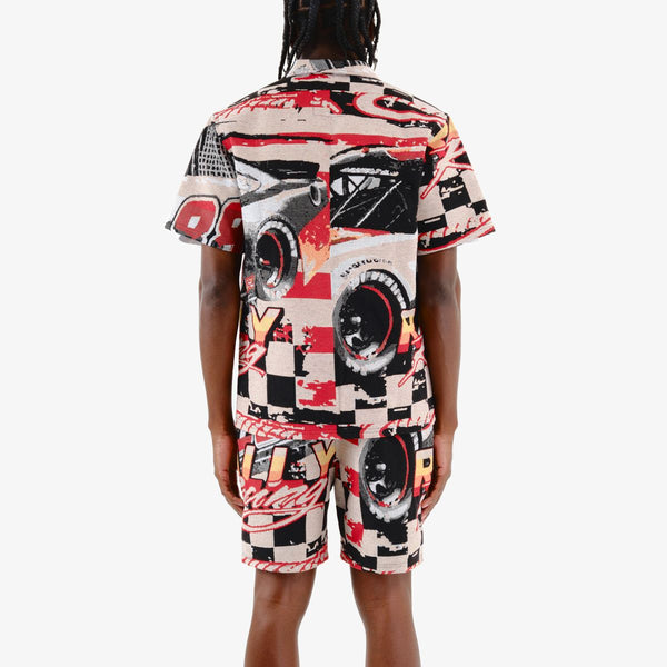 Men Red/ Off white Tapestry Racing 88 button down shirt
