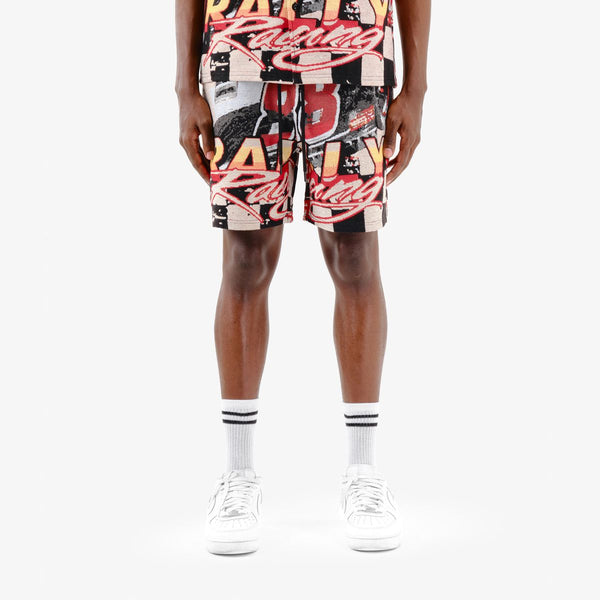 Men Red/ Off white Tapestry Racing 88 Shorts