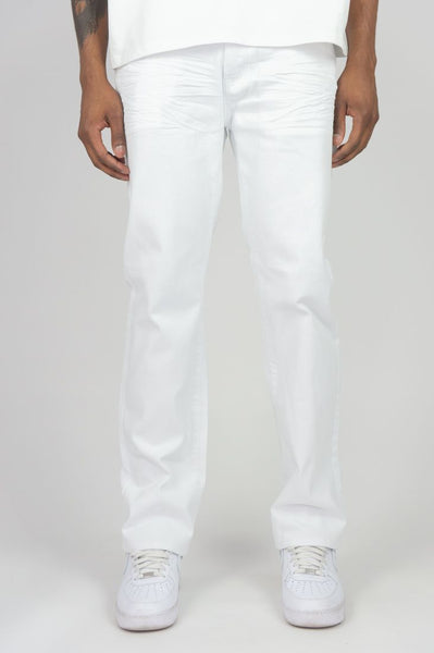 MEN WHITE BASIC 5 PKT TWILL STRAIGHT PANTS