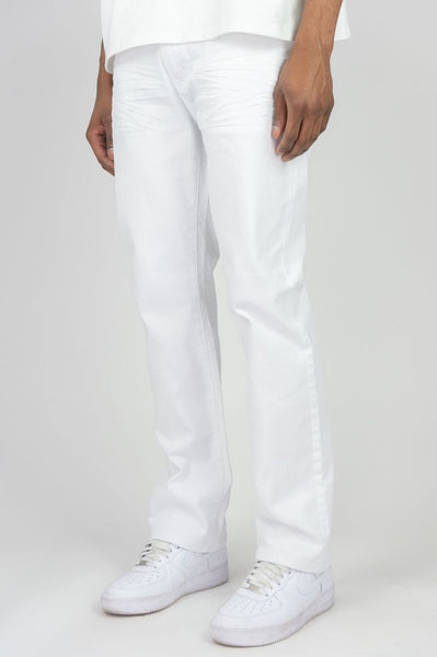 MEN WHITE BASIC 5 PKT TWILL STRAIGHT PANTS