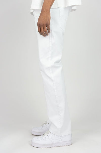 MEN WHITE BASIC 5 PKT TWILL STRAIGHT PANTS