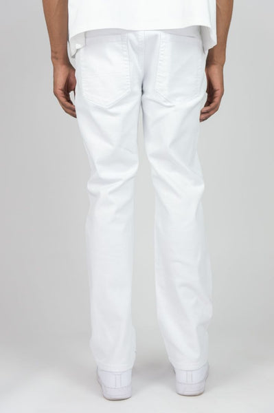MEN WHITE BASIC 5 PKT TWILL STRAIGHT PANTS