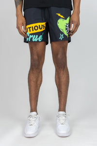 BIG MEN BLACK CAUTIOUS CRUEL BOARD SHORTS