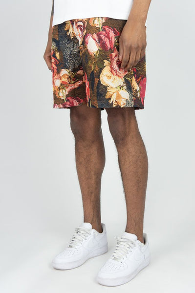 BIG MEN MULIT COLOR ROSE SKULL TAPESTRY SHORTS