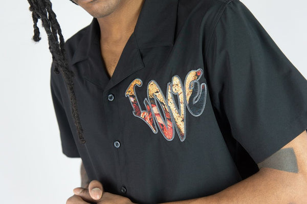 BIG MEN BLACK TRUE LOVE CAMP SHIRTS