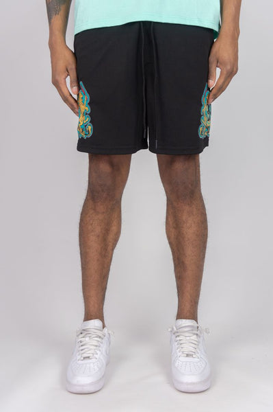 BOYS MINT RHINE STONE LION CREST SHORTS