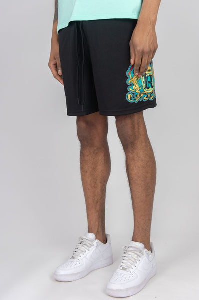 BOYS MINT RHINE STONE LION CREST SHORTS