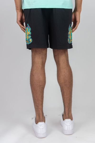 BOYS MINT RHINE STONE LION CREST SHORTS