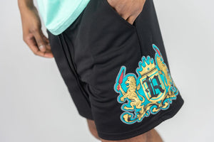BOYS MINT RHINE STONE LION CREST SHORTS