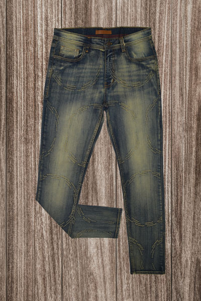 Men Vintage Social Circle Slim Jeans