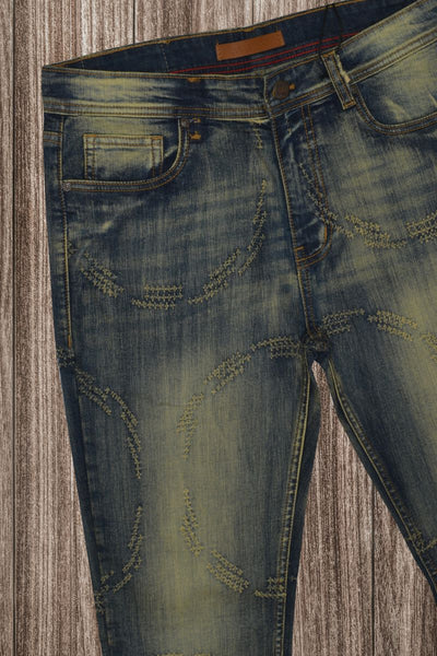 Men Vintage Social Circle Slim Jeans