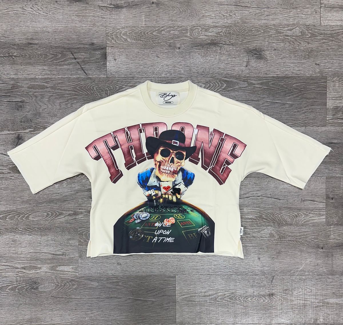 MEN OFF WHITE "THRONE" F-TERRY CROPPED T-SHIRT
