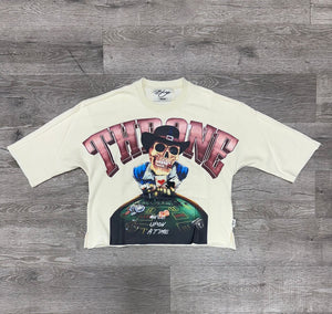 MEN OFF WHITE "THRONE" F-TERRY CROPPED T-SHIRT