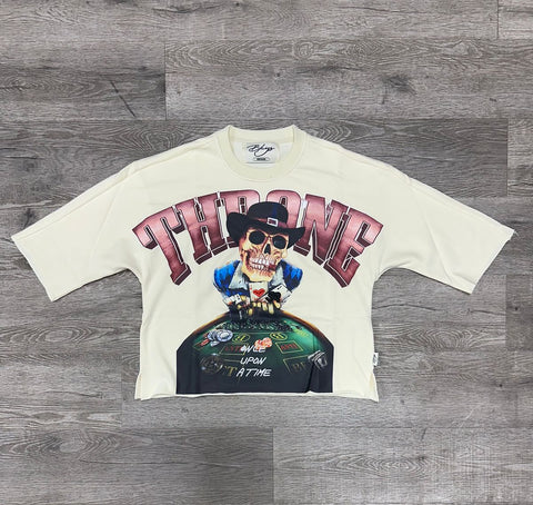 MEN OFF WHITE "THRONE" F-TERRY CROPPED T-SHIRT