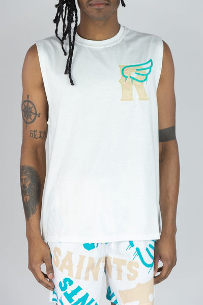 BOYS WHITE SAINTS SLEEVELESS TEE