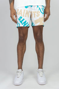 BOYS WHITE SAINTS BOARD SHORTS