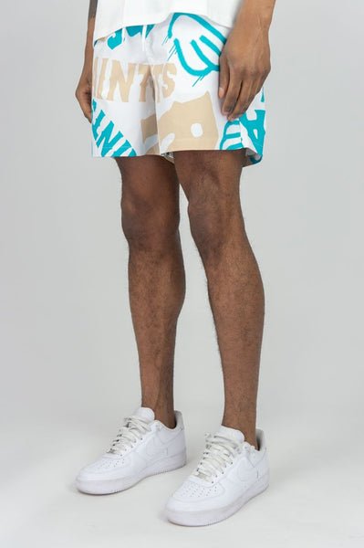BOYS WHITE SAINTS BOARD SHORTS
