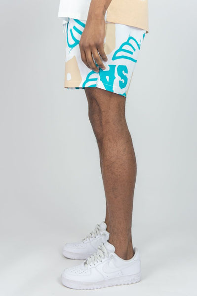 BOYS WHITE SAINTS BOARD SHORTS