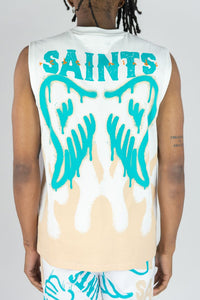 BOYS WHITE SAINTS SLEEVELESS TEE