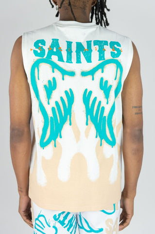BOYS WHITE SAINTS SLEEVELESS TEE