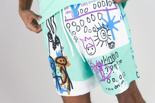 BOYS MINT MORE LOVE BOARD SHORTS