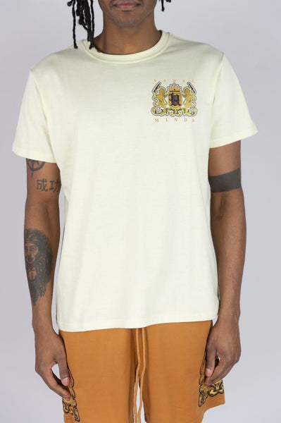 BOYS CREAM RHINESTONE LION CREST TEE