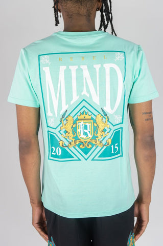 BOYS MINT RHINE STONE LION CREST TEE
