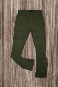 Men Olive Timeless Stacked Cargo Jeans