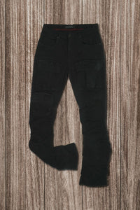Men Jet Black Timeless Stacked Cargo Jeans