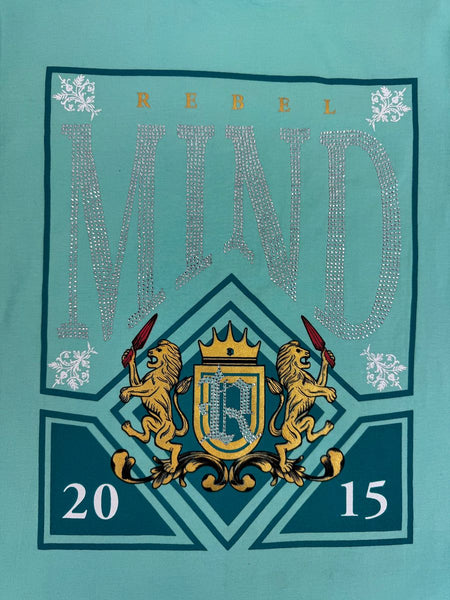 BOYS MINT RHINE STONE LION CREST TEE