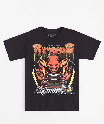 Men Black Dodge Demon Vintage Wash Tee - Semi Oversized