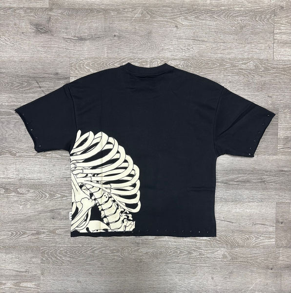 MEN BLACK "WAVE" F-TERRY CROPPED TEE