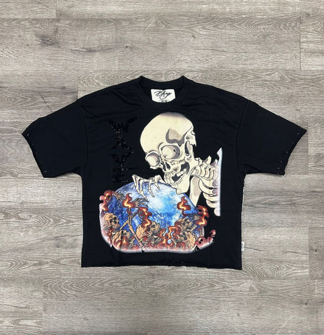 MEN BLACK "WAVE" F-TERRY CROPPED TEE