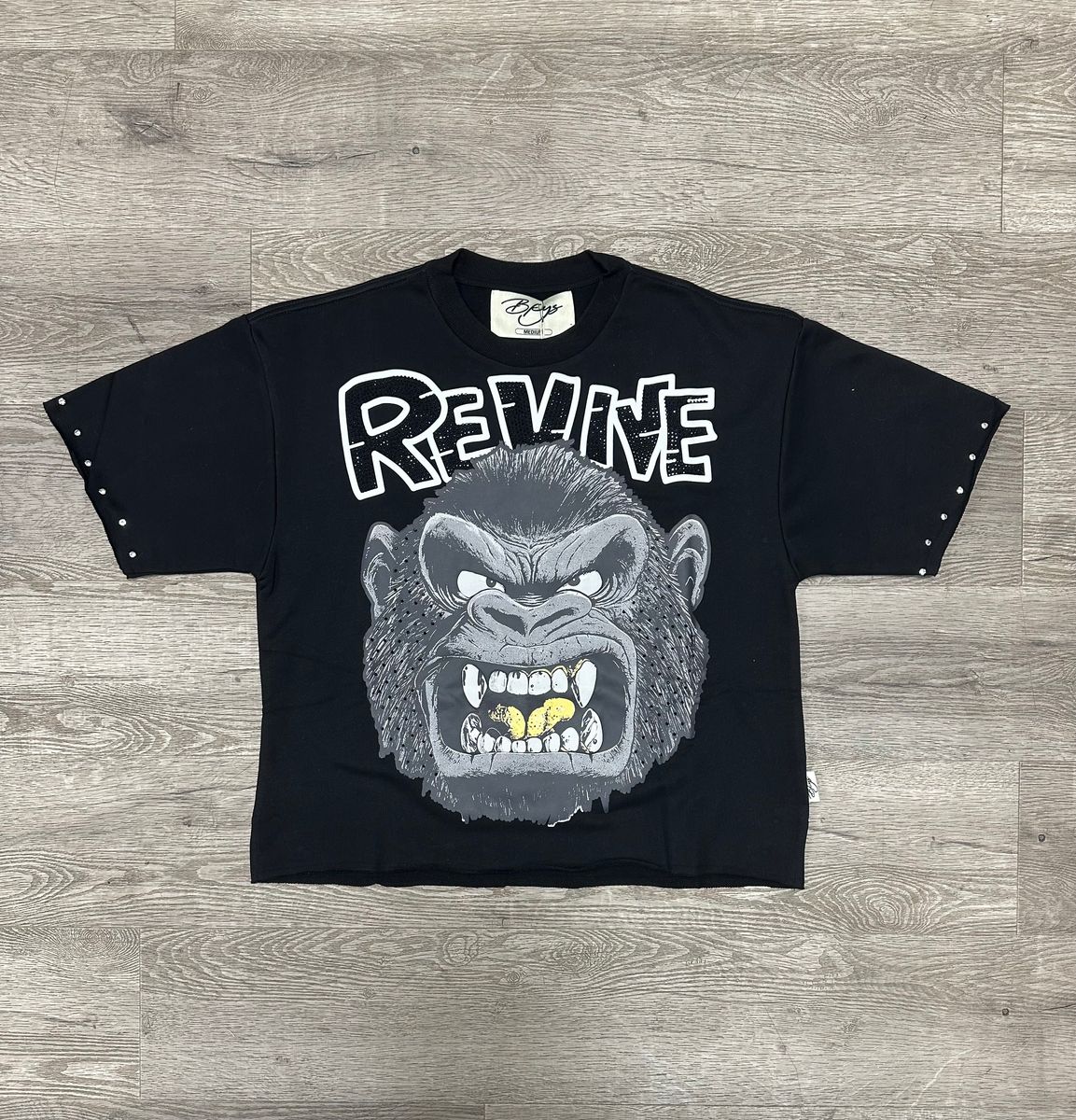 MEN BLACK "REVIVE" F-TERRY CROPPED TEE