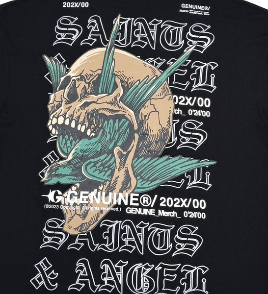 Men Black Saints & angels tshirt