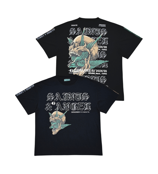 Men Black Saints & angels tshirt