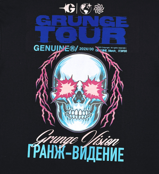 Men Black Grunge vision tshirt