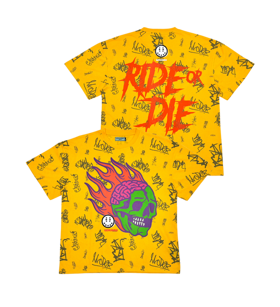Men Yellow Ride or die tshirt