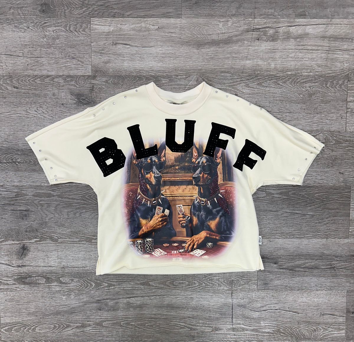 MEN OFF WHITE "BLUFF" F-TERRY CROPPED TEE