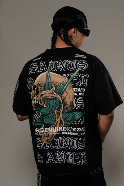 Men Black Saints & angels tshirt