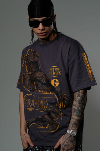 Men Black Raven tshirt