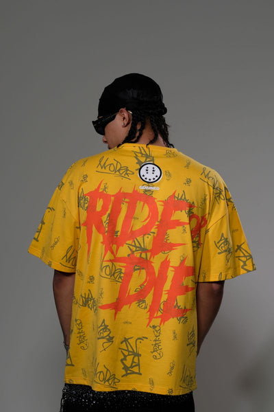 Men Yellow Ride or die tshirt
